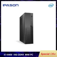 Ipason shang rui escritório/comercial mini computador desktop 10th gen i5 10400 16g ram 256g/2 t ssd 4g dedicado cartão de jogo pc(China)