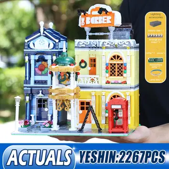 

Mould King MOC Streetview Building Blocks The Barber Shop In Town Model With Led Light Assembly Bricks Kids Toys Birthday Gifts