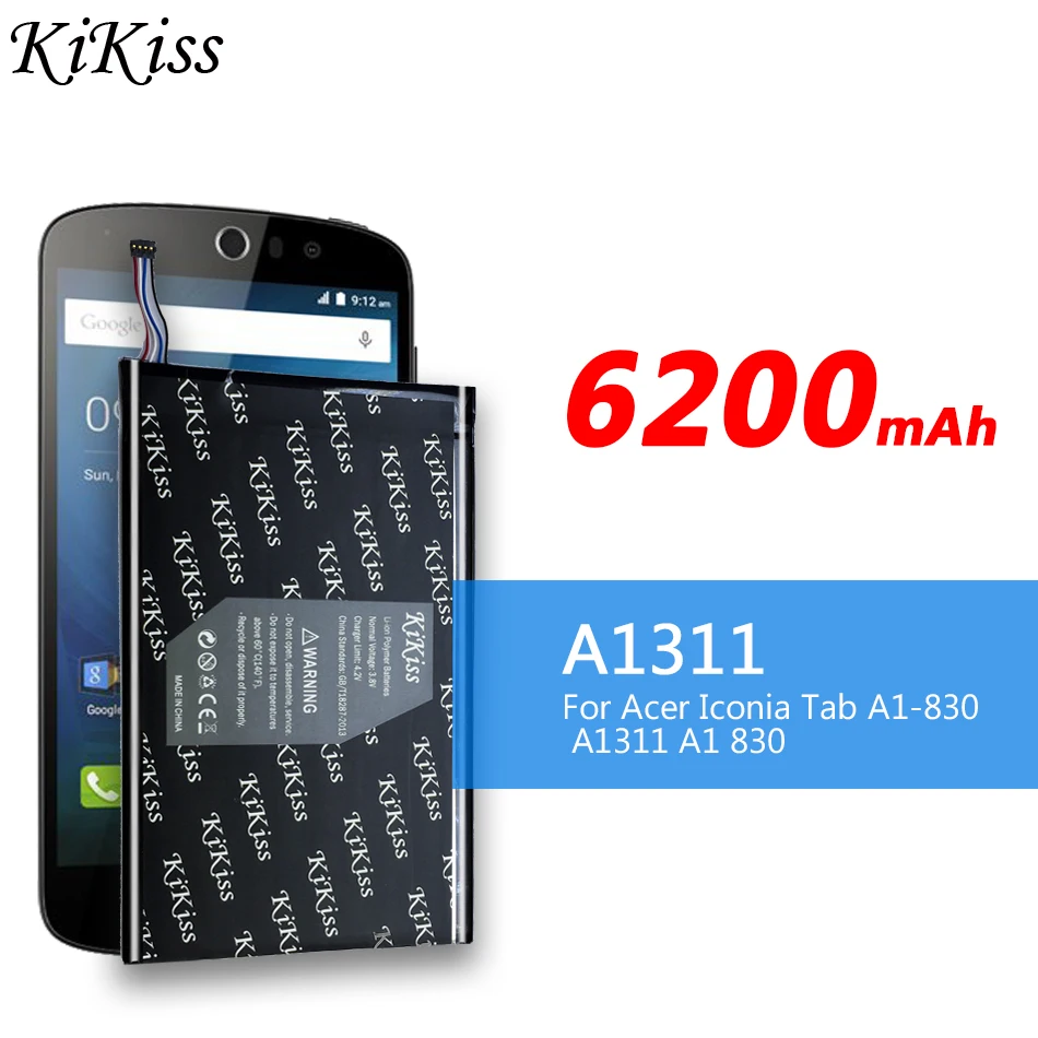 KiKiss Safe A1311 планшетный Аккумулятор для acer Iconia Tab A1-830 A1311 A1 830 6200 мАч литий-полимерные аккумуляторные батареи