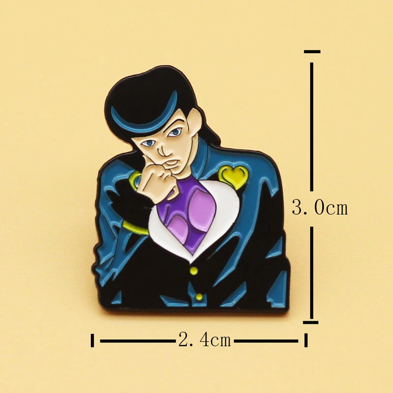 JoJo's Bizarre Adventure Higashikata Josuke Cosplay Brooch Halloween Alloy Dripping Oil Pin Badge Props photo