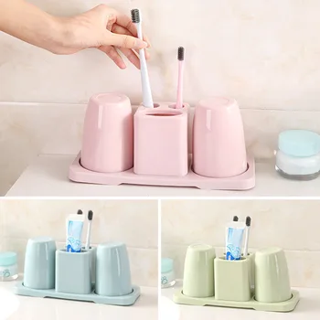 

Fashion Creative Toothbrush Holder New Bathroom Wash Set Couple Toothpaste Storage Rack Double Cup Toothbrush Holder Bathroom Ra