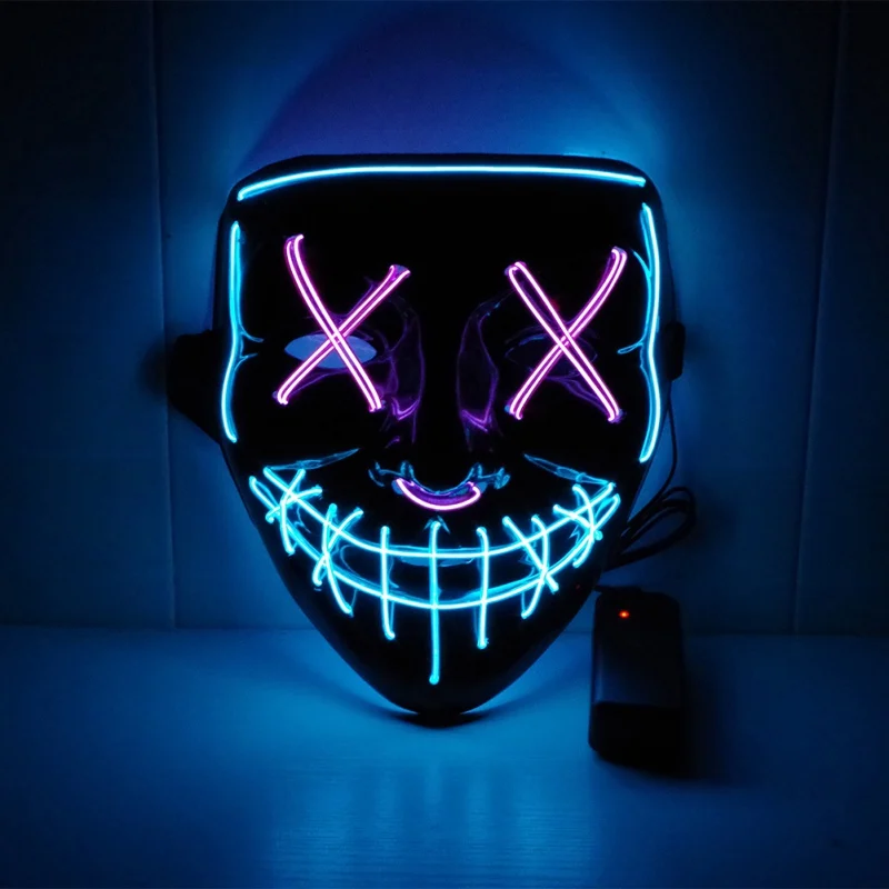 

Halloween Mask EL Party Masks Horror Masque Neon Parti Mascara Cosplay Scary Masker Glowing Mascarillas Skull Maski