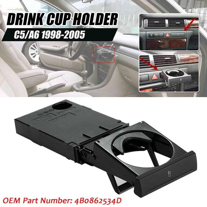 Car Front Dashboard Cup/ Drink Holder Stretch Folding Cup Stand for- A6 C5 1998-2005 A4 1998-2002 4B0862534D | Автомобили и