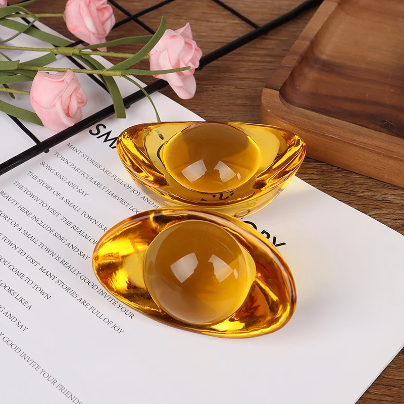 

1Pc/2Pcs Glaze Citrine Ingot Artificial Chinese Ancient Gold Ingot Chinese Feng Shui Mascot Money LUCKY Fortune Wealth