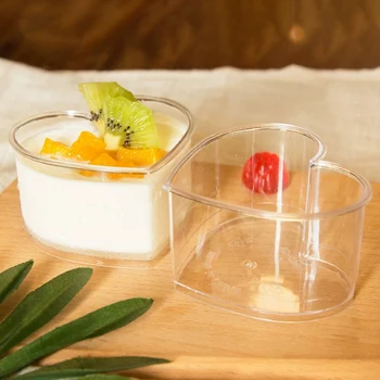 

10PCS150ml Plastic Dessert Cup Disposable Heart-shaped Transparent Mousse Pudding Cup Party Wedding Decoration Supplies