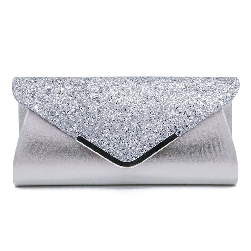 

2019 New Fashion Dinner Bag PU and PVC Sequin Clutch Women's Bag Hasp Solid Color Purses and Handbags Pink