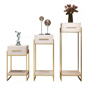 

Post-modern minimalist stainless steel flower stand light luxury gold-plated high and low flower shelf indoor balcony hotel lobb