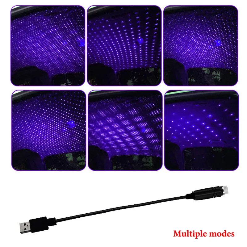 Светодиодный светильник для салона автомобиля USB светодиодный диджейский атмосферный Звездный светильник декоративный светильник для интерьера Регулируемый светильник с несколькими эффектами - Название цвета: Violet Blue