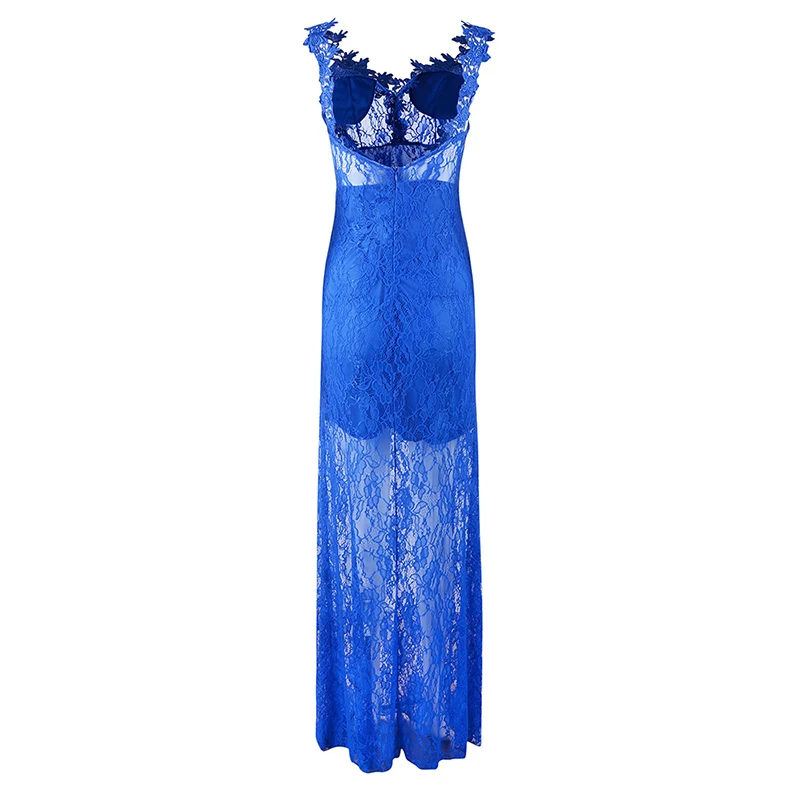 Womens Evening Formal Party Bridesmaid Backless Lace Maxi Dress Prom Long Gown | Женская одежда