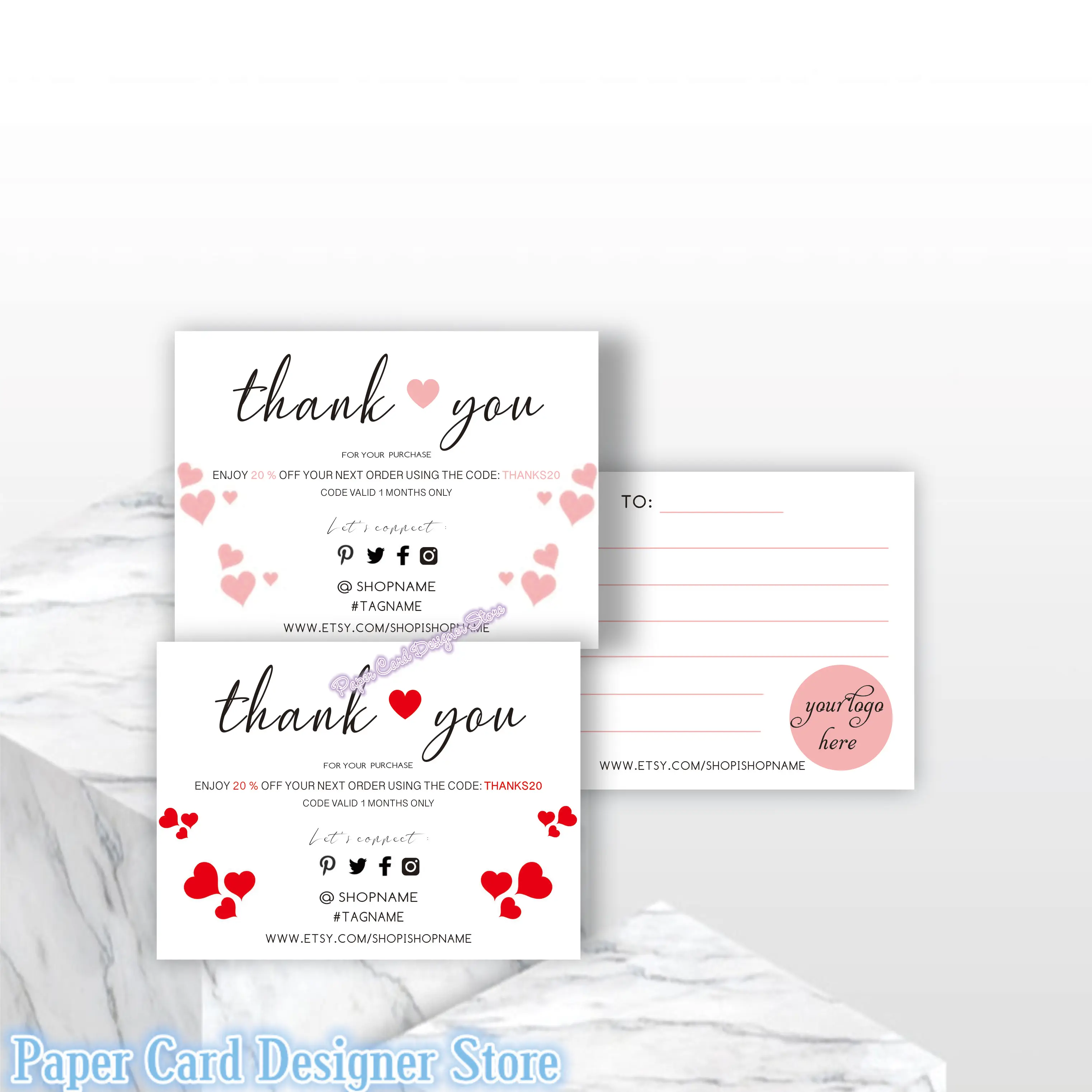 Personalized Thank You Card Etsy Thank You Note Printable, Business Thank  You Note Ideas Code Coupon Business Card Insert Order - Cards & Invitations  - AliExpress
