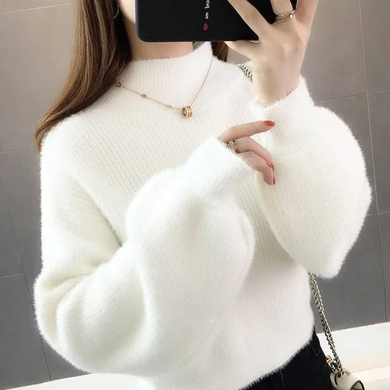 Sweater Women Loose New Women's Spring Set Head Warm Style Lanterns Sleeves Bottom Sweater Women OL Black White Sweater Sweater Women Loose New Women's Spring Set Head Warm Style Lanterns Sleeves Bottom Sweater Women OL Black White Sweater