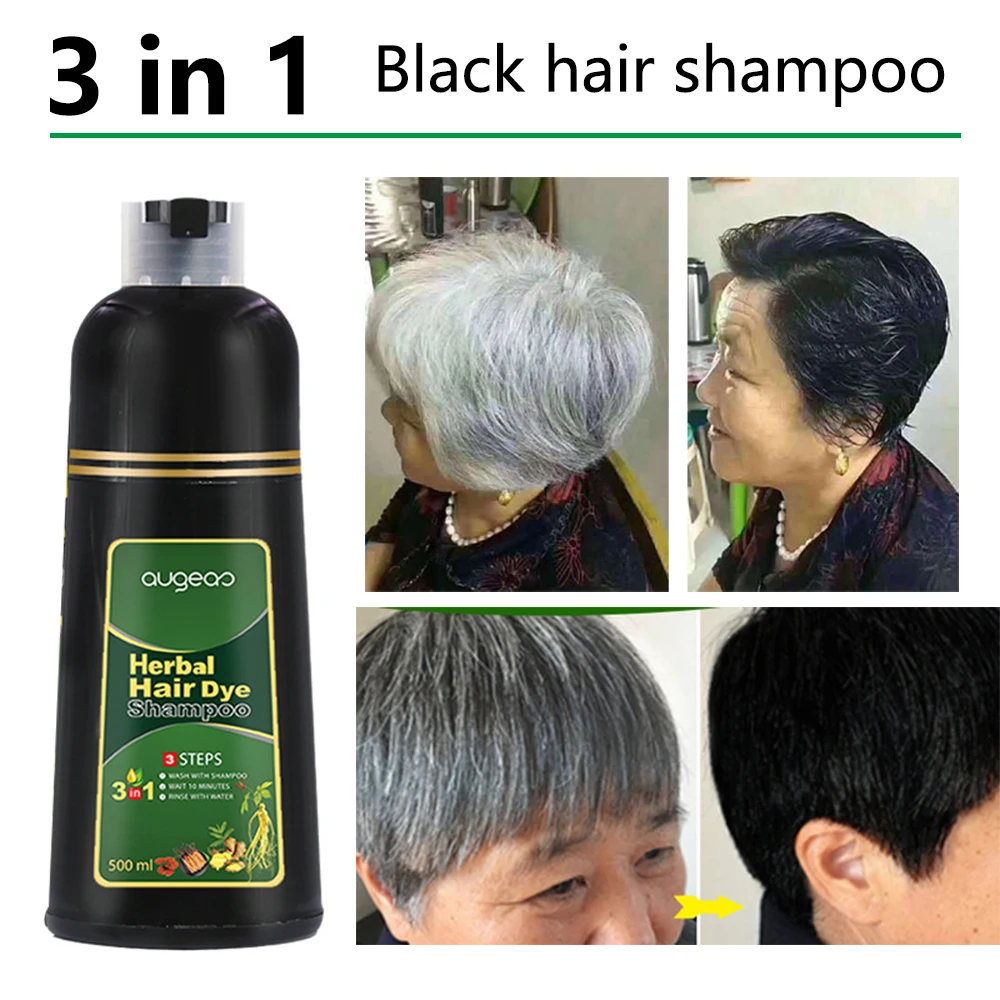 500ml Organic Natural Fast Hair Dye Only 5 Minutes Noni Plant Essence Black Hair Color Dye Shampoo for Cover Gray White Hair