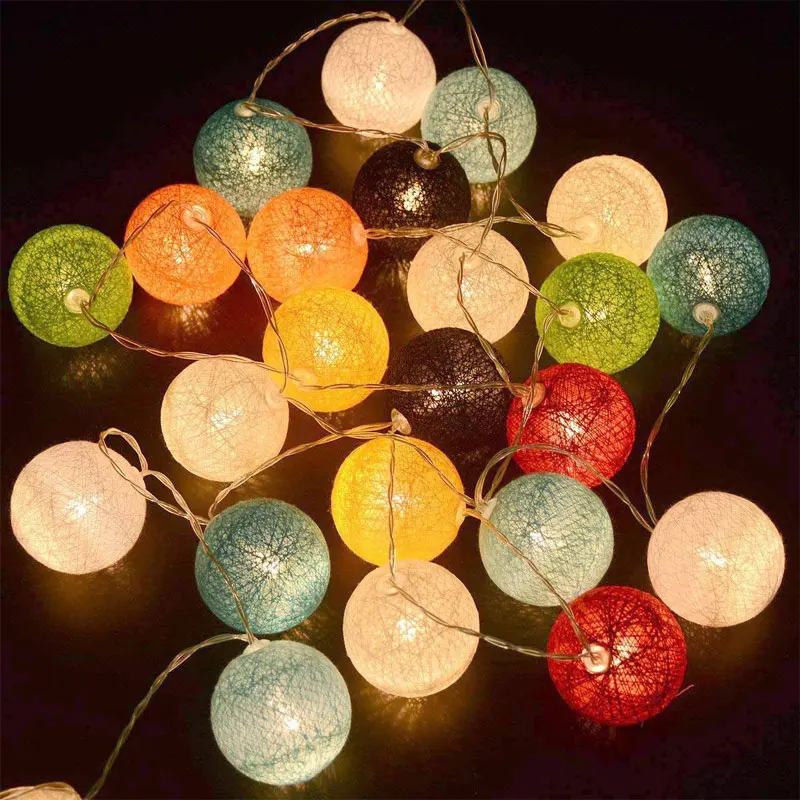 

LED Cotton Garland Ball Light String Outdoor Holiday Wedding Christmas New Year Party Baby Bed Fairy Lights Decoration Gifts