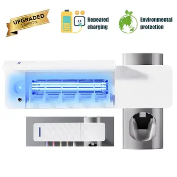 

USB Charging UV Light Ultraviolet Toothbrush Sterilizer Toothbrush Holder Toothpaste Squeezers Dispenser Home Bathroom Set
