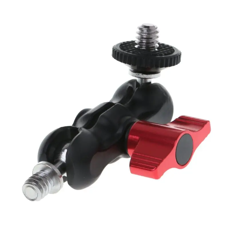 Double Ball Head Shoe Mount Adapter Magic Arm 1/4&quot Screw Portable GPS Phone LCD Monitor DV Video Light DSLR Camera Dropship |