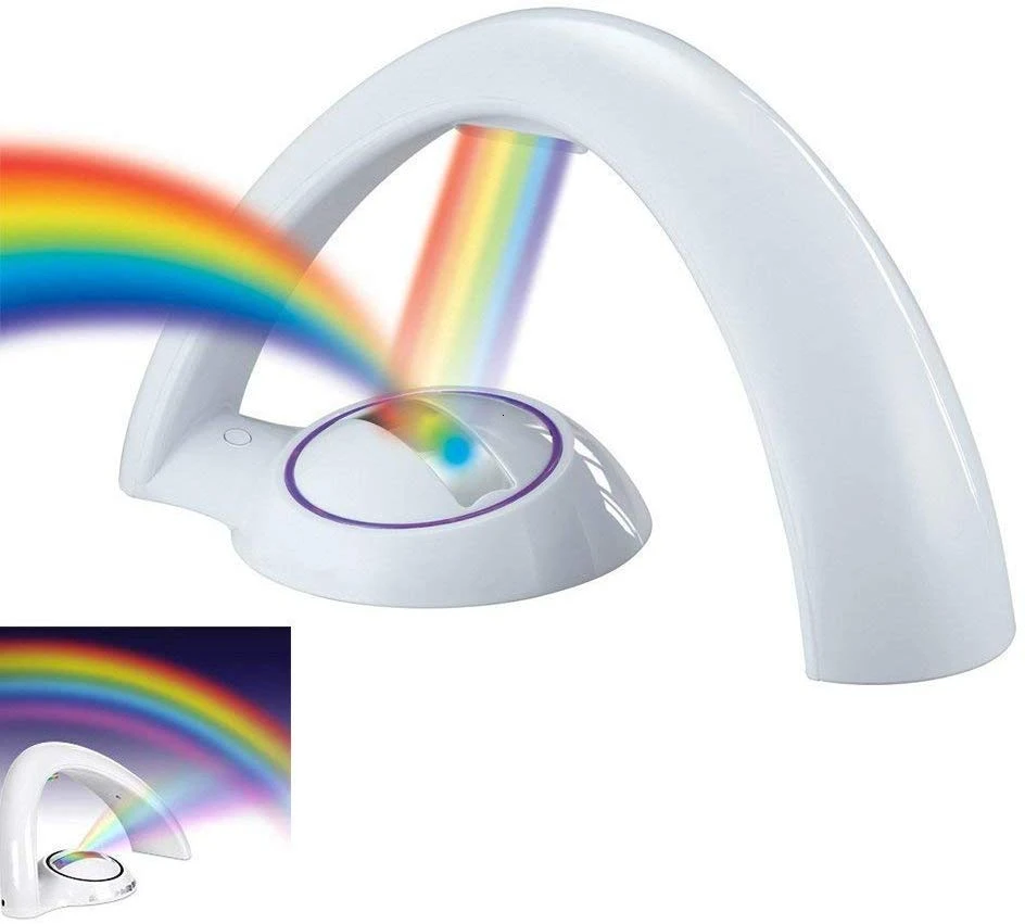 

Rainbow Projector Night Light 2 Mode Portable 5LED Color Lamp Magic Romantic Lights for Children Tabletop Decoration Desk Lamp