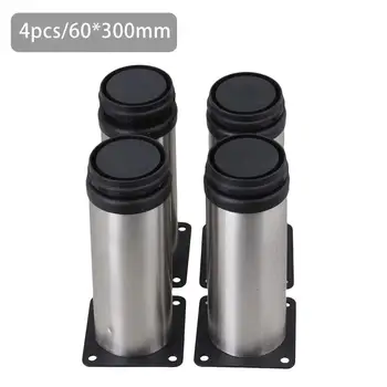 

New 4PCS 60*100mm 60*300mm Furniture Adjustable Cabinet Legs Stainless Steel Table Sofa Metal Foot With Screws bed Accessories