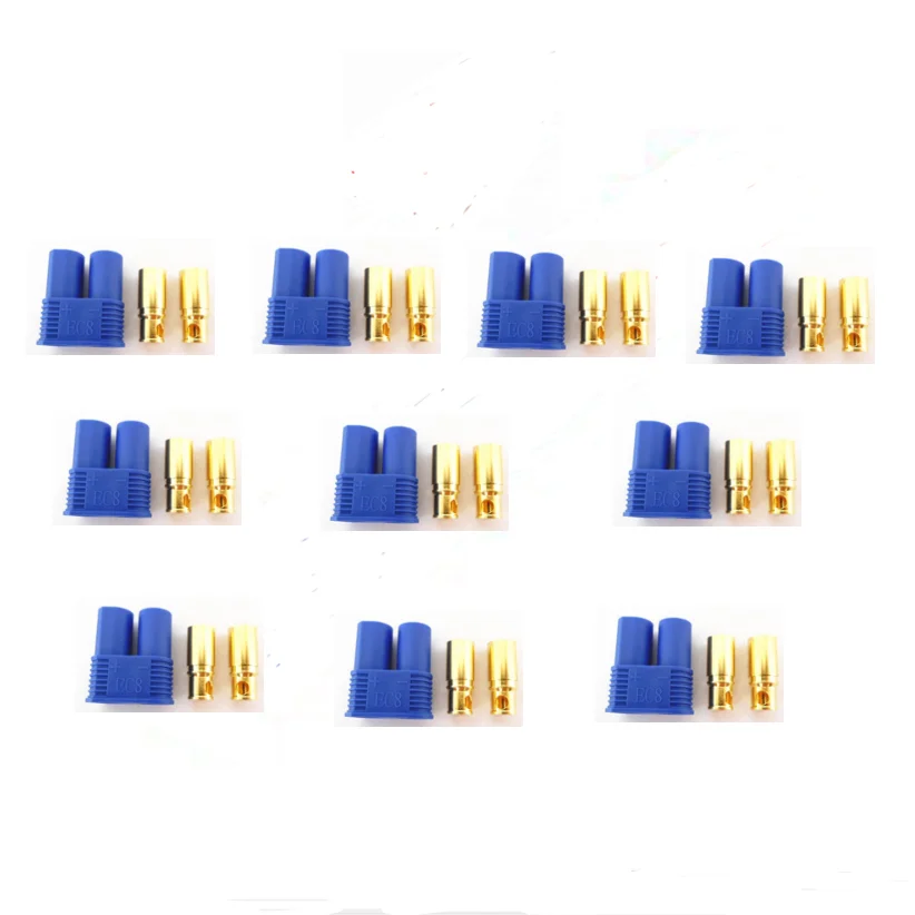 10 Paar 20 Stück EC2 EC3 EC5 EC8 Vergoldete Batteriestecker für RC Lipo Akku ESC Motoren Flugzeug LKW Boot – Detail 1