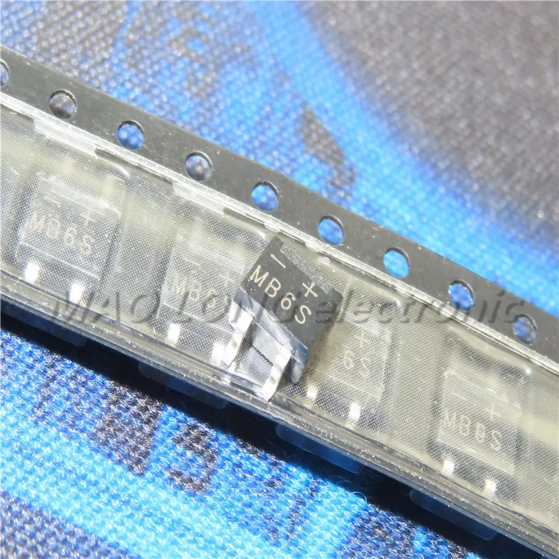 

50 шт./лот MB6S SMD 0.5A 600 в один фазы диодный выпрямительный мост лапками углублением SOP-4 Новый и оригинальный IC в наличии
