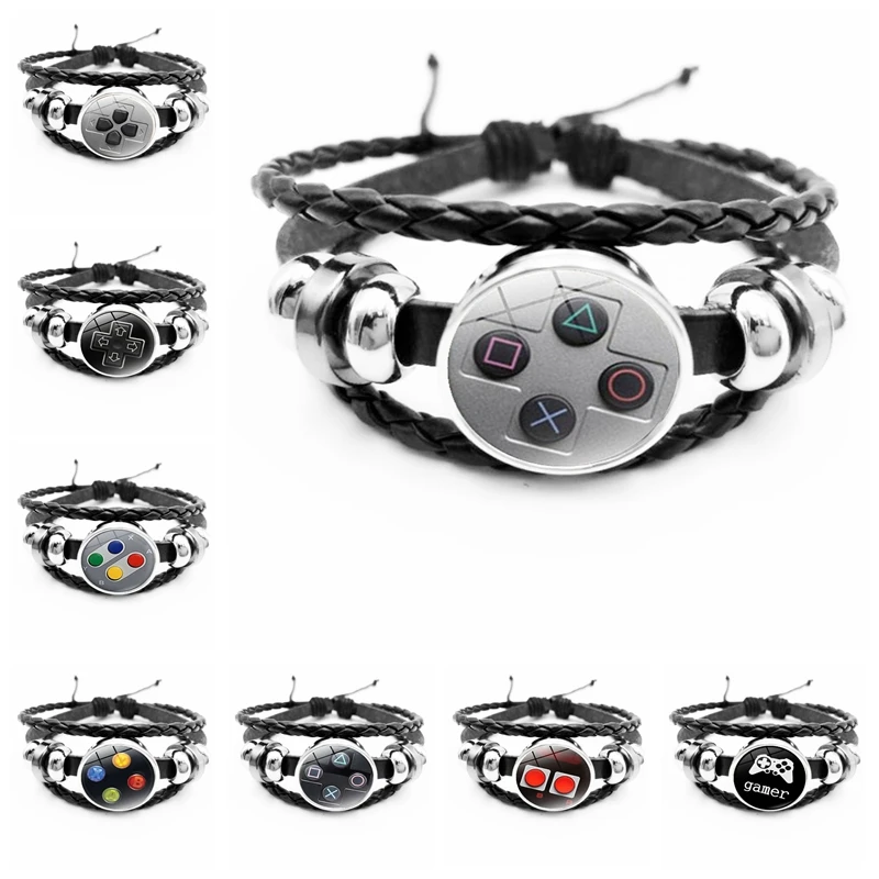 

2020Hot Sale Men's Leather Bracelet Popular Game Console Button Remote Control Button Series Gift for Boyfriend First Choice