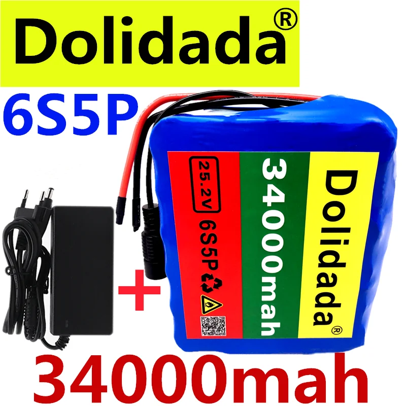 24V 34Ah 6S5P 18650 литий-ионный аккумулятор Пакет 25 2 34000 мАч Электрический велосипед