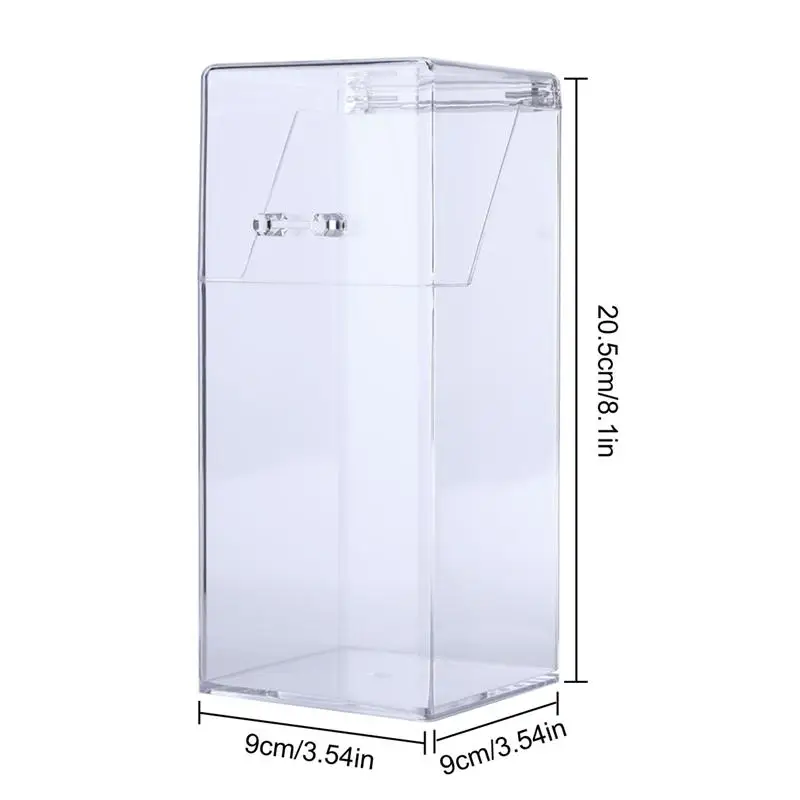 1Pc Acrylic Makeup Brush Holder Square Cosmetic Storage Box Makeup Tools Organizer Case without Pearl for Cosmetic Storage (Tran