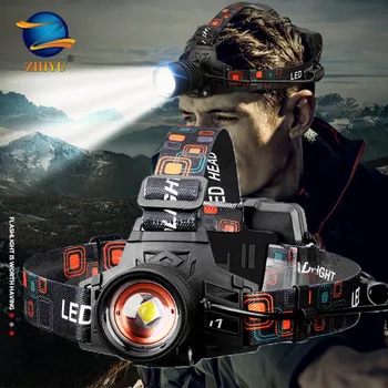 

ZHIYU XHP50 Rechargeable LED Headlamp Powerful Head Lamp for Caming Fishing with Head Torch LED Flashlight By 3*18650 Battery