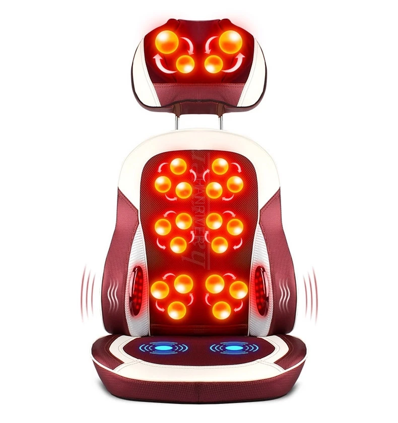 Eelectric Heating Kneading Massage Chair Infrared Physical Therapy Neck Pillow Back Massage Relax Seat Cushion Vibrator