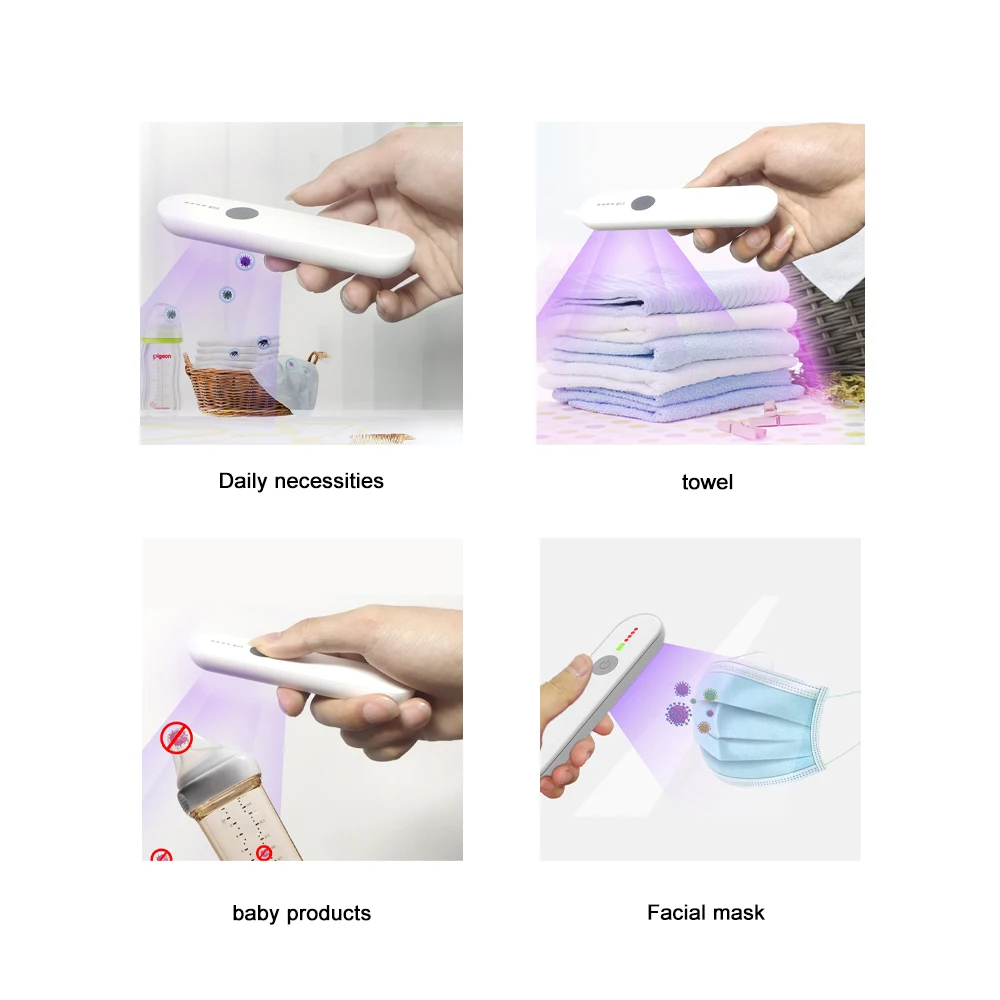 Handheld UV Disinfection Lamp UV Sterilization Stick Portable Rechargeable Bacteria UVC Sanitizers Traveling Sterilizer Lamp