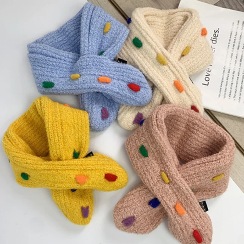 Корейские милые детские шарфы с рисунками из мультфильмов зимние шерстяные