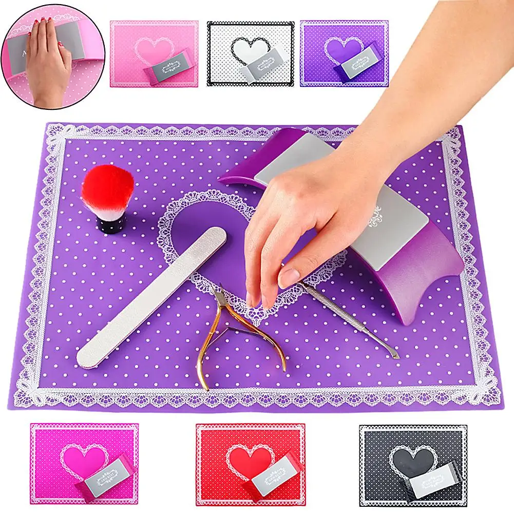 

Silicone Nail Art Tool Pillow Hand Holder Table Mat Box Packed Nail Art Salon Practice Silicone Pillow Hand Holder Washable Mat