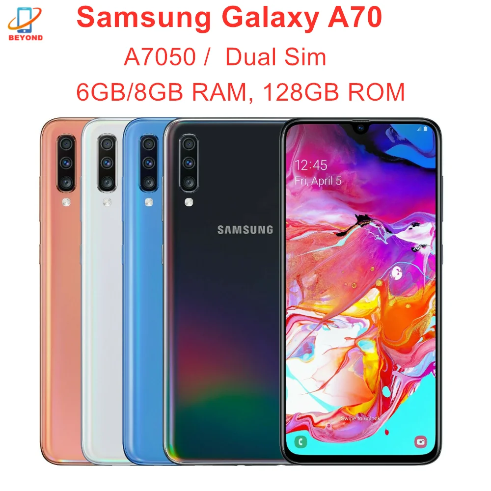 Сотовый телефон Samsung Galaxy A70 A7050 с двумя Sim картами 6 ГБ/8 ГБ ОЗУ 128 Гб ПЗУ дисплей