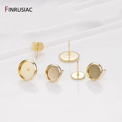 14k Gold Plated Earring Cabochon Base Blank Post Earring Settings DIY Jewelry Making Findings Inner diameter 6mm 8mm 10mm 12mm