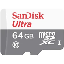 Карта памяти microSDXC UHS-I SANDISK Ultra Light 64 ГБ, 100 МБ/с, Class 10, SDSQUNR-064G-GN3MN, 1 шт.