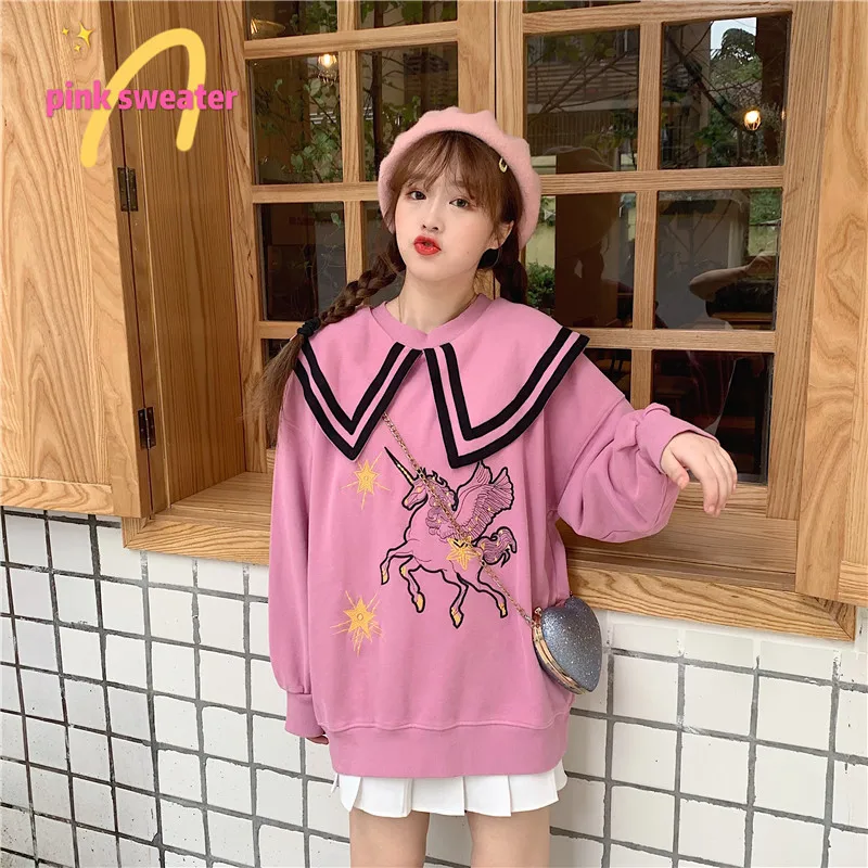 Уличная одежда sudaderas mujer, женская одежда больших размеров, толстовка kawaii sweat femme с вышивкой, милая флисовая женская одежда F1184