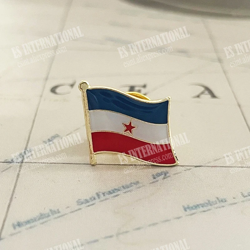 Yugoslavia National Flag Lapel Pins Crystal Epoxy Metal Enamel Badge Paint Brooch Souvenir Suit Personality Commemorative | Дом и сад