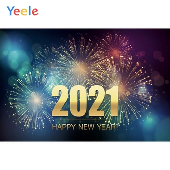 

Christmas Happy New Year 2021 Friework Light Halo Baby Party Backdrop Photography Photographic Background For Photo Studio