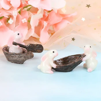 

Mini Rabbit Ornament Miniature Figurine Plant Fairy Synthetic Resin Hand-painted Rabbit Home Decoration Gift