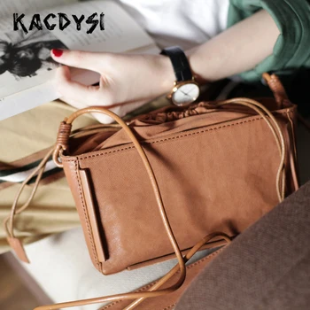 

Nature Cow Leather Original Vintage Fashion Lady Messenger Bag High Quality Girl Cross Shoulder Bag Simple Popular Satchel Purse