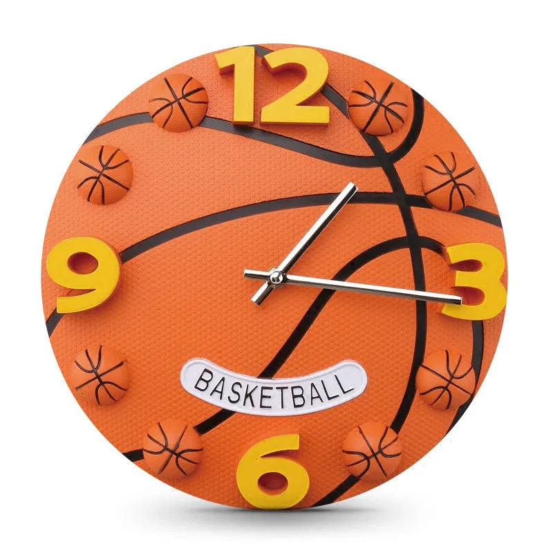 Креативный спортивный стиль Футбол Баскетбол дизайн настенные часы Креативный мультфильм гостиная немой часы настенные кварцевые украшение дома