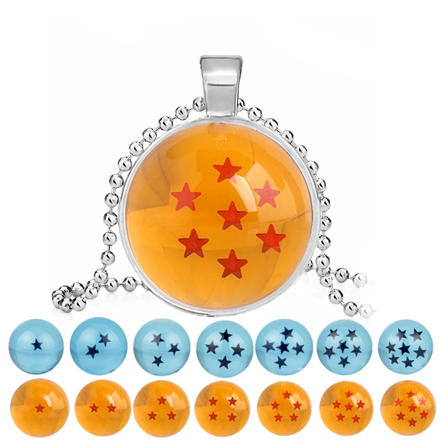 Dragon Ball Z Stars Necklaces Japanese Anime Necklace Orange Handmade Jewelry Glass Dome Cabochon | Украшения и аксессуары