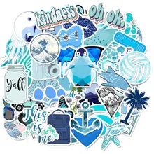 50 шт. мультфильм Синие Маленькие классные наклейки для Chidren игрушка водонепроницаемый стикер для DIY чемодан ноутбук велосипедный шлем автомобильные наклейки