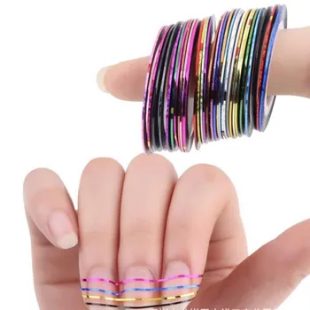 

All For Nail 30Pcs Striping Tape Line Nail Art Decoration Sticker DIY Nail Stickers Mix Color Rolls
