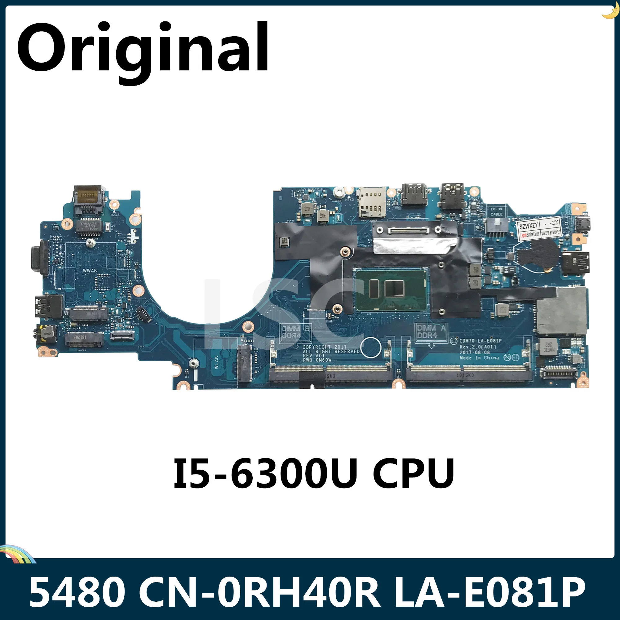 LSC для Dell Latitude 5480 материнская плата ноутбука с SR2F0 I5-6300U CPU CN-0RH40R 0RH40R RH40R LA-E081P |