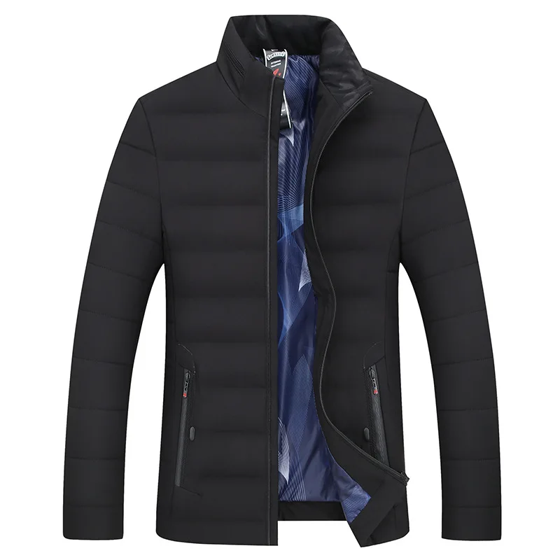 Loose fit plus size fashion down jacket men stand collar warm winter white duck down coat - Цвет: A15 BLACK