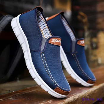 

New Spring Men Loafers Fashion Slip-on Walking Shoes Men Canvas Comfortable Shoes Soft Light Casual Footwear 39-44