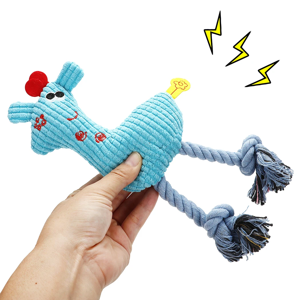1PCS Pet Toy Cute Cartoon Plush Deer Shape Teething Squeaky Cat Chew Dog Sound Funny Interactive | Дом и сад