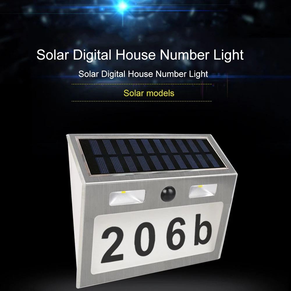 Movido a Energia Número de Aço Luz com Sensor de Movimento Solar Casa Endereço Inoxidável Doorplate Jardim Quintal Porta Lâmpada Luz Led 6 luz com sensor de movimento jardim casa quintal porta lâmpada