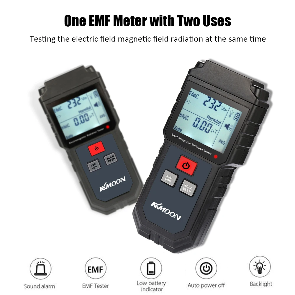 KKmoon EMF Meter LCD Electromagnetic Radiation Detector Field Magnetic Nuclear Radiation Dosimeter Geiger Radioactivity Counter