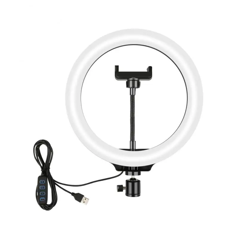 사진 LED 셀카 링 라이트 26cm/16cm 밝기 조절 10 인치 USB 카메라 폰 스튜디오 링 램프, 메이크업 비디오 라이브 삼각대 포함